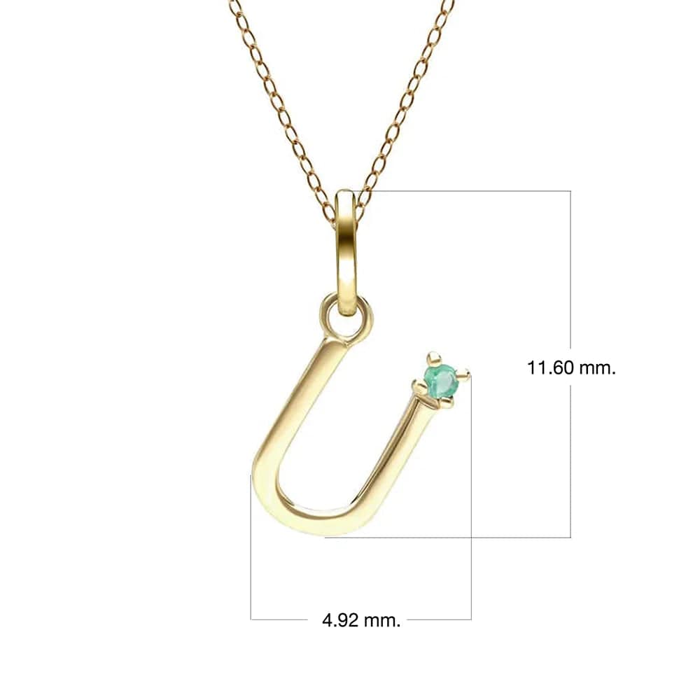 Initial Emerald Letter Necklace In 9ct Yellow Gold