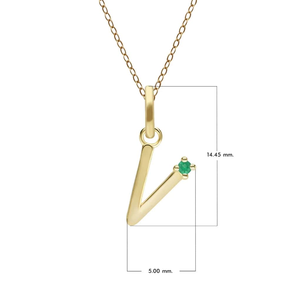 Initial Emerald Letter Necklace In 9ct Yellow Gold