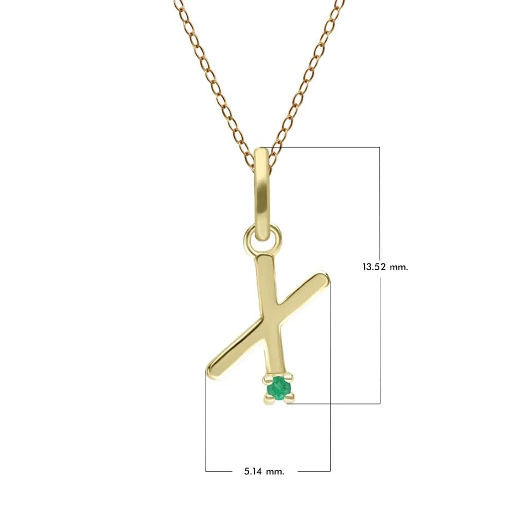 Initial Emerald Letter Necklace In 9ct Yellow Gold