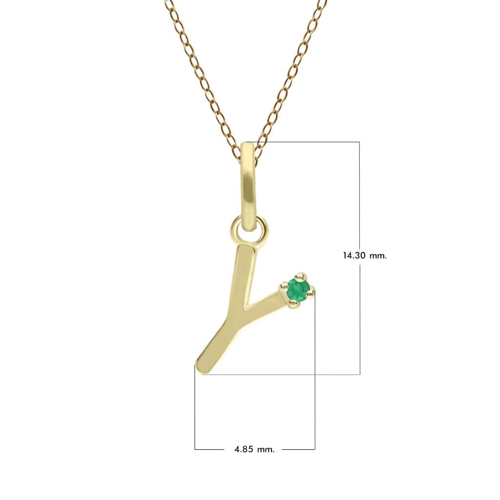 Initial Emerald Letter Necklace In 9ct Yellow Gold