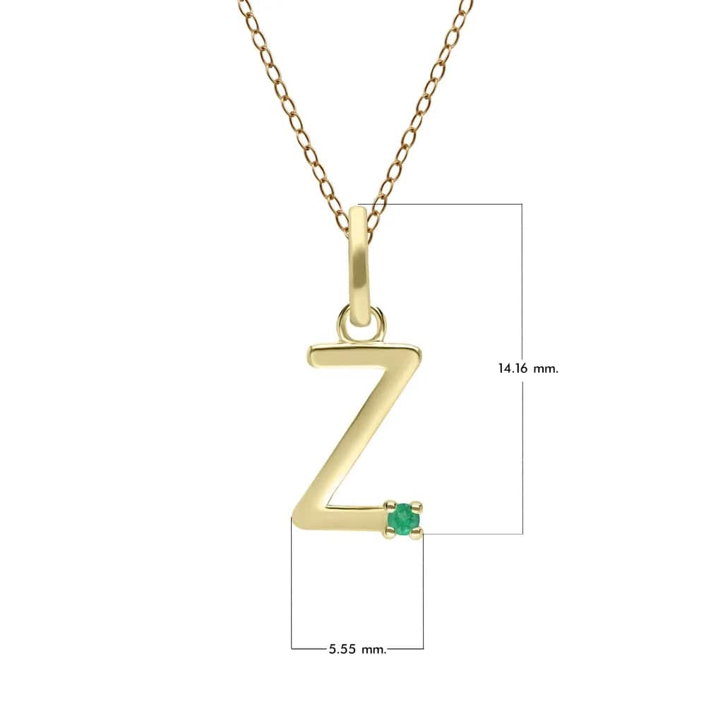 Initial Emerald Letter Necklace In 9ct Yellow Gold