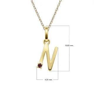 Initial Ruby Letter Necklace In 9ct Yellow Gold