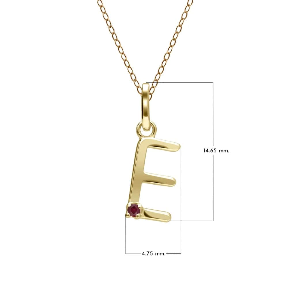 Initial Ruby Letter Necklace In 9ct Yellow Gold