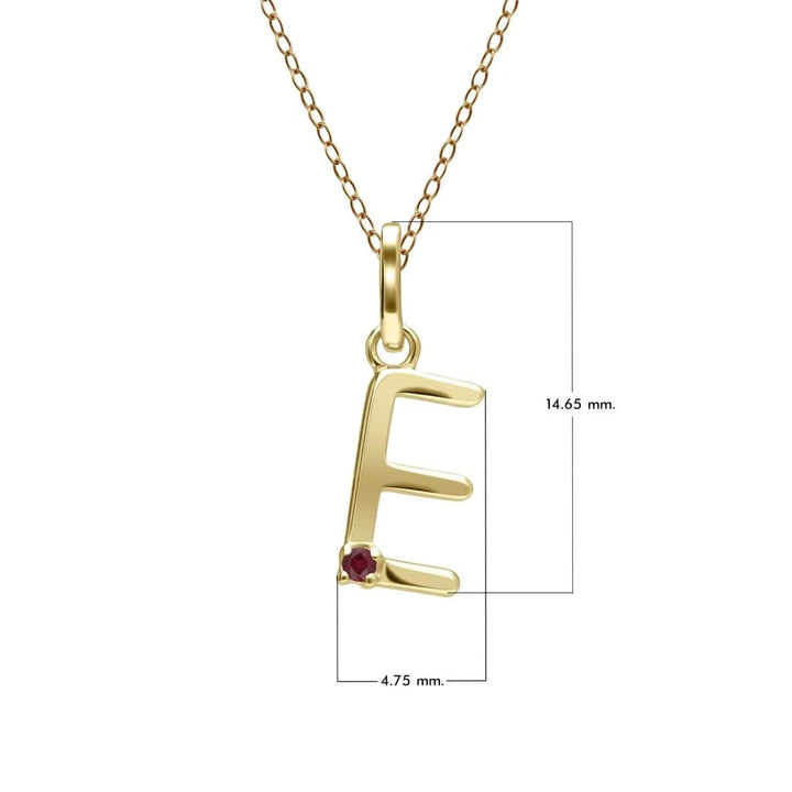 Initial Ruby Letter Necklace In 9ct Yellow Gold