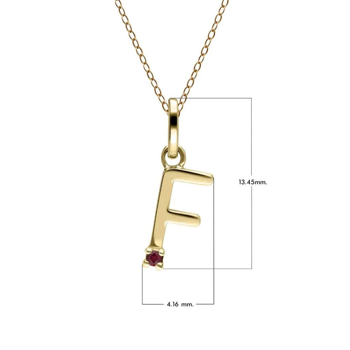Initial Ruby Letter Necklace In 9ct Yellow Gold