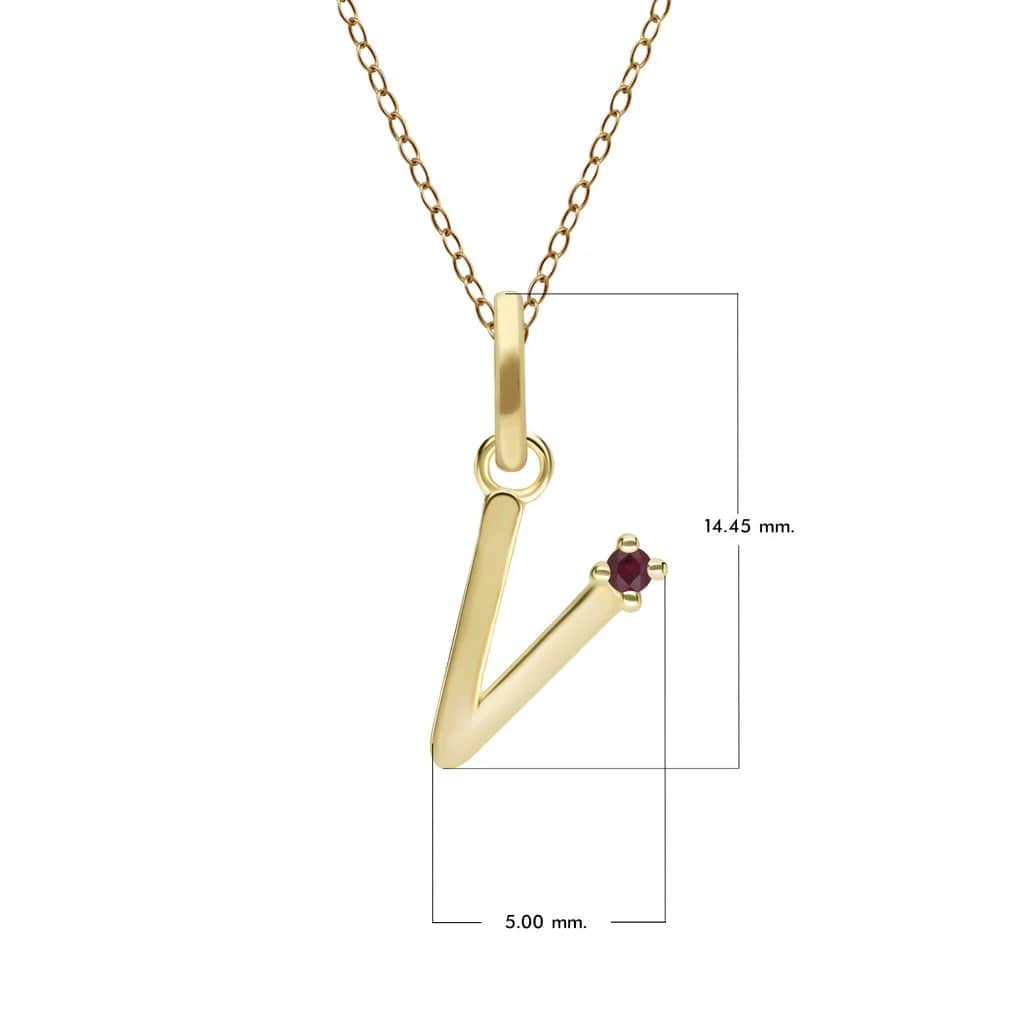 Initial Ruby Letter Necklace In 9ct Yellow Gold