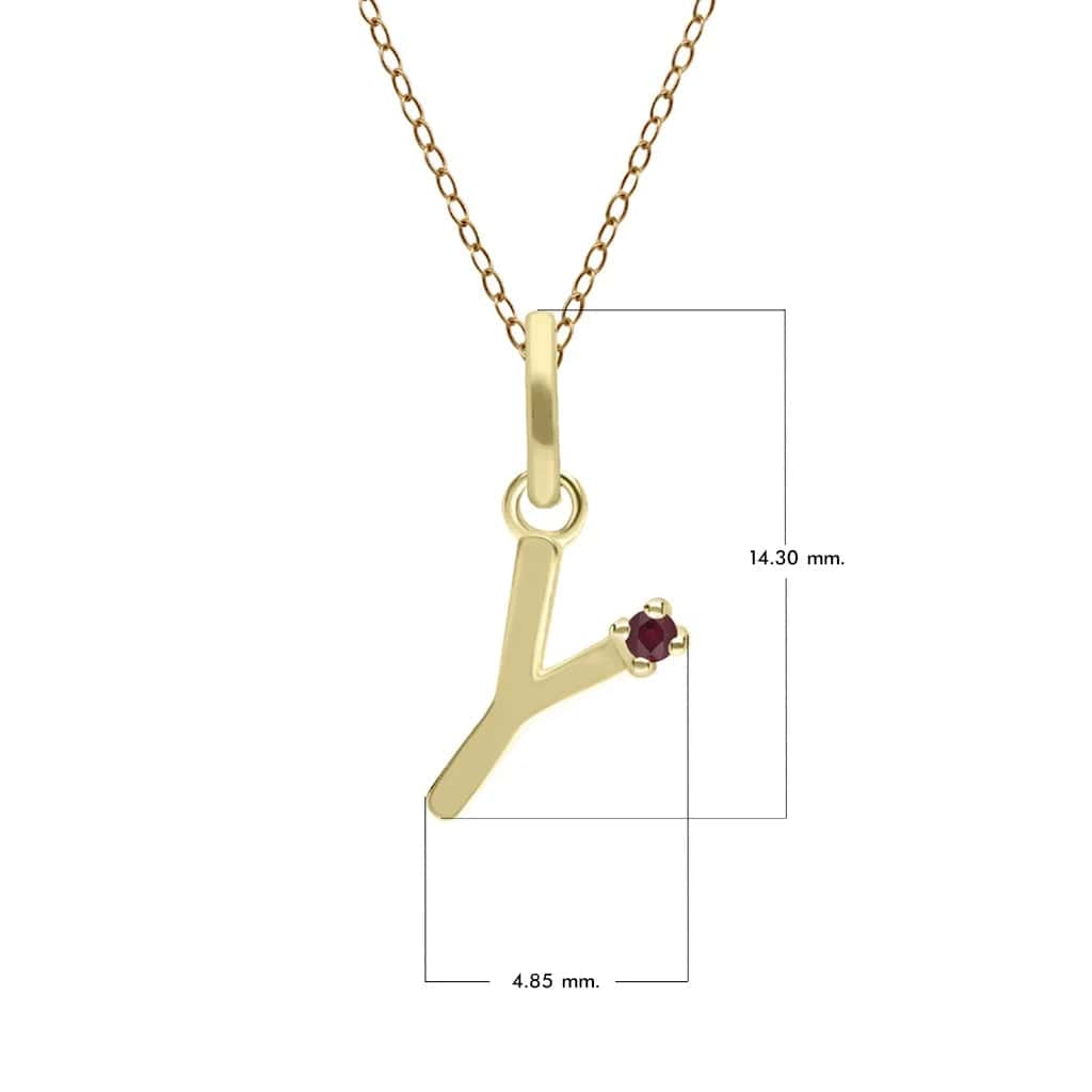 Initial Ruby Letter Necklace In 9ct Yellow Gold