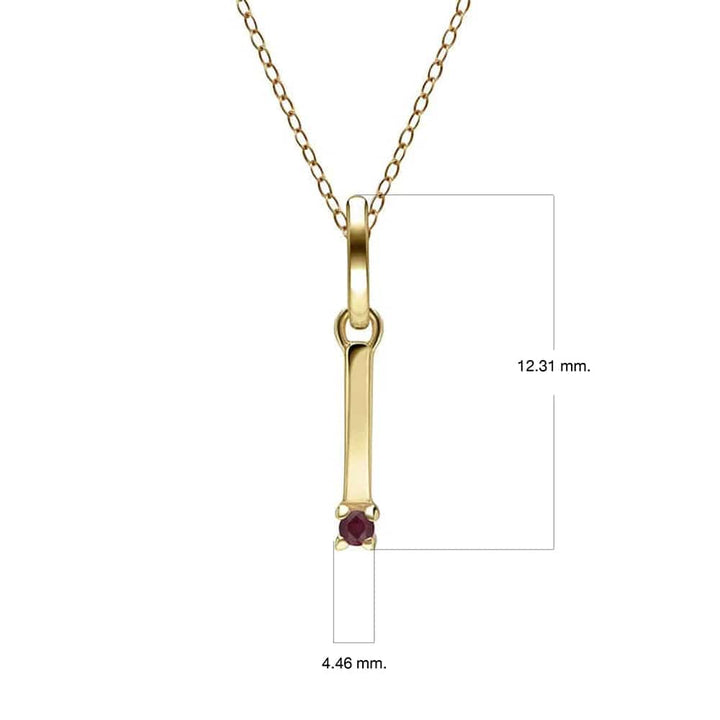 Initial Ruby Letter Necklace In 9ct Yellow Gold