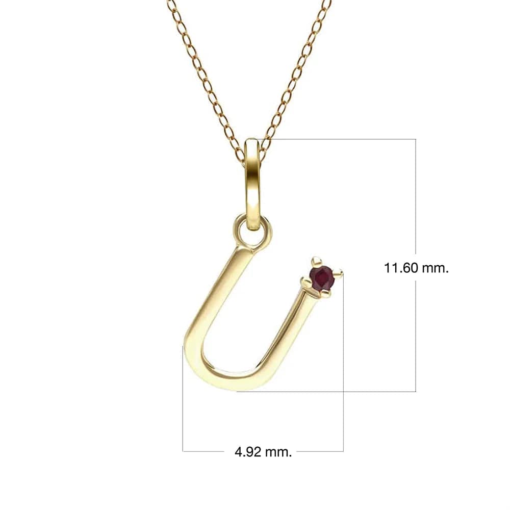 Initial Ruby Letter Necklace In 9ct Yellow Gold