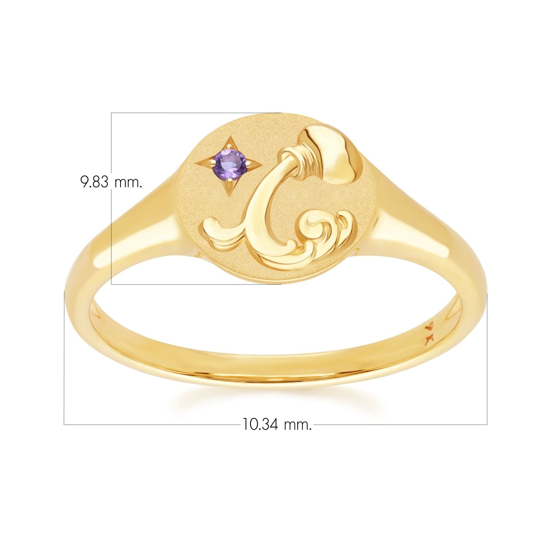 Zodiac Amethyst Aquarius Signet Ring In 9ct Yellow GoldDimensions  135R2080019