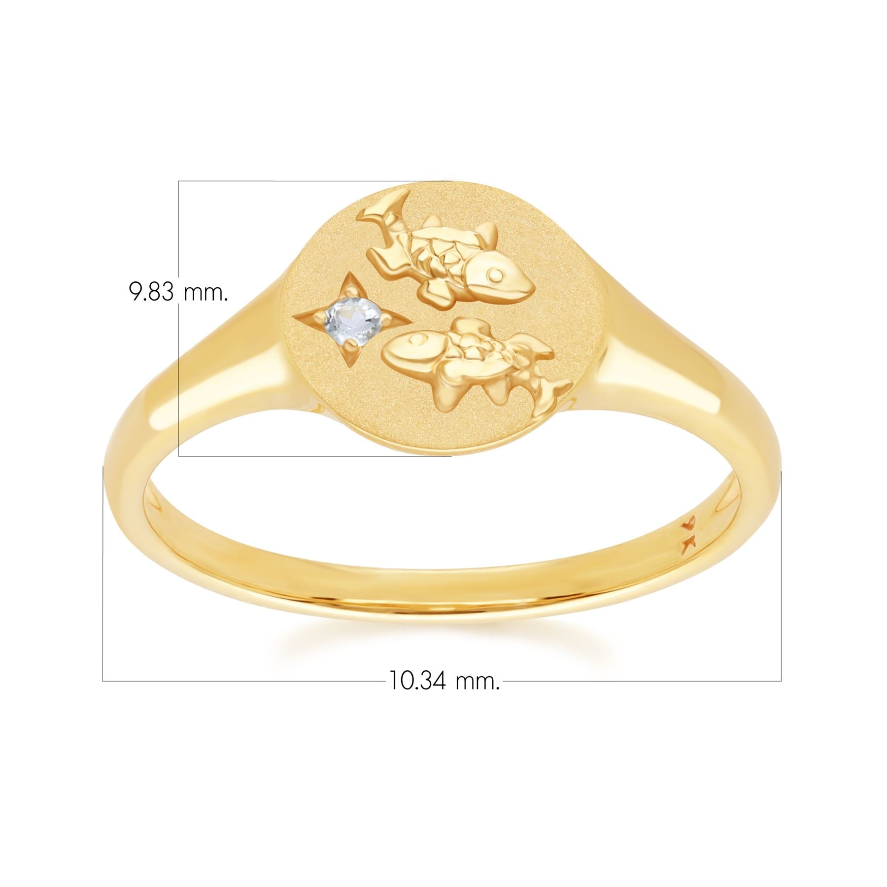 "Zodiac Aquamarine Pisces Signet Ring In 9ct Yellow GoldDimensions  135R2081019