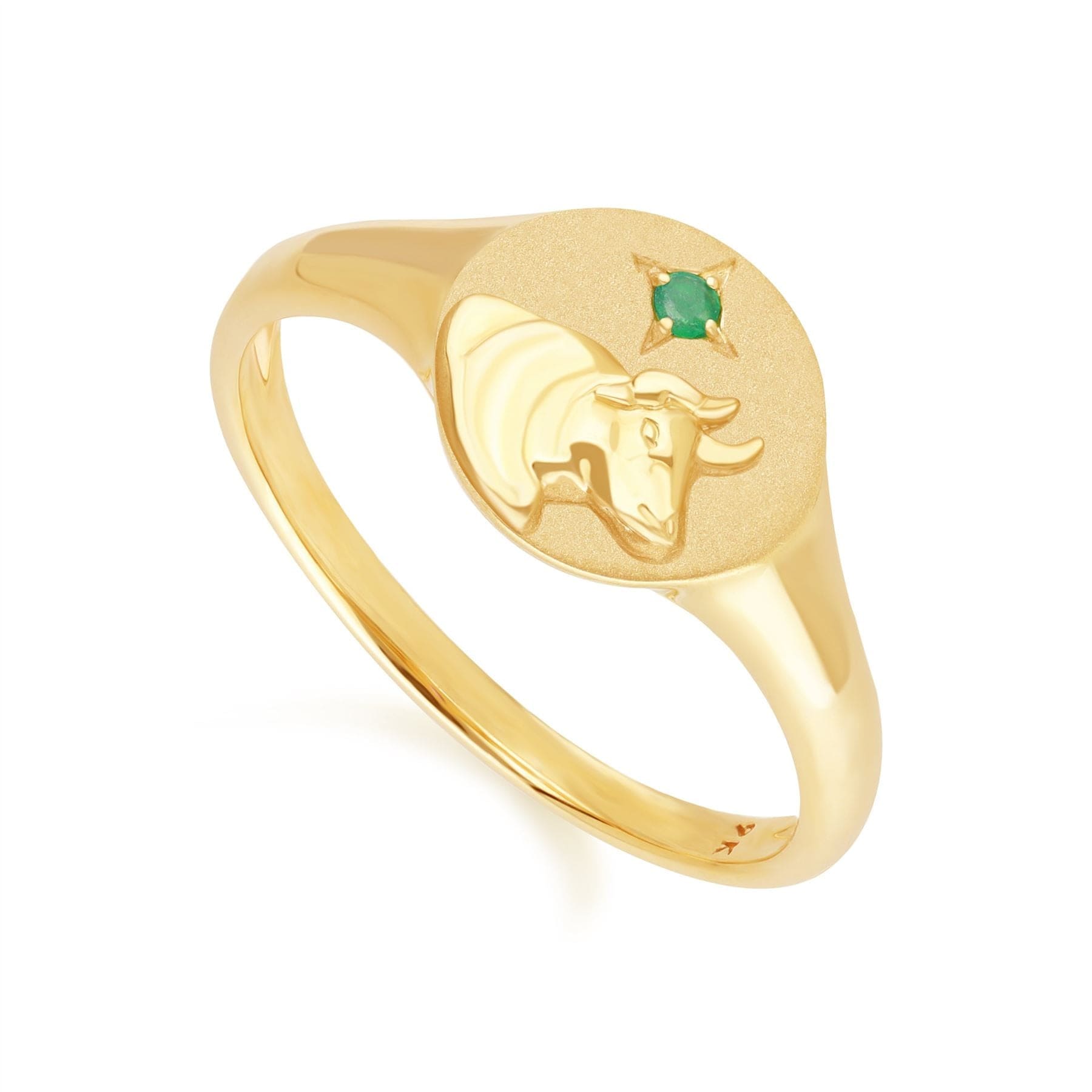 "Zodiac Emerald Taurus Signet Ring In 9ct Yellow GoldSide  135R2083019