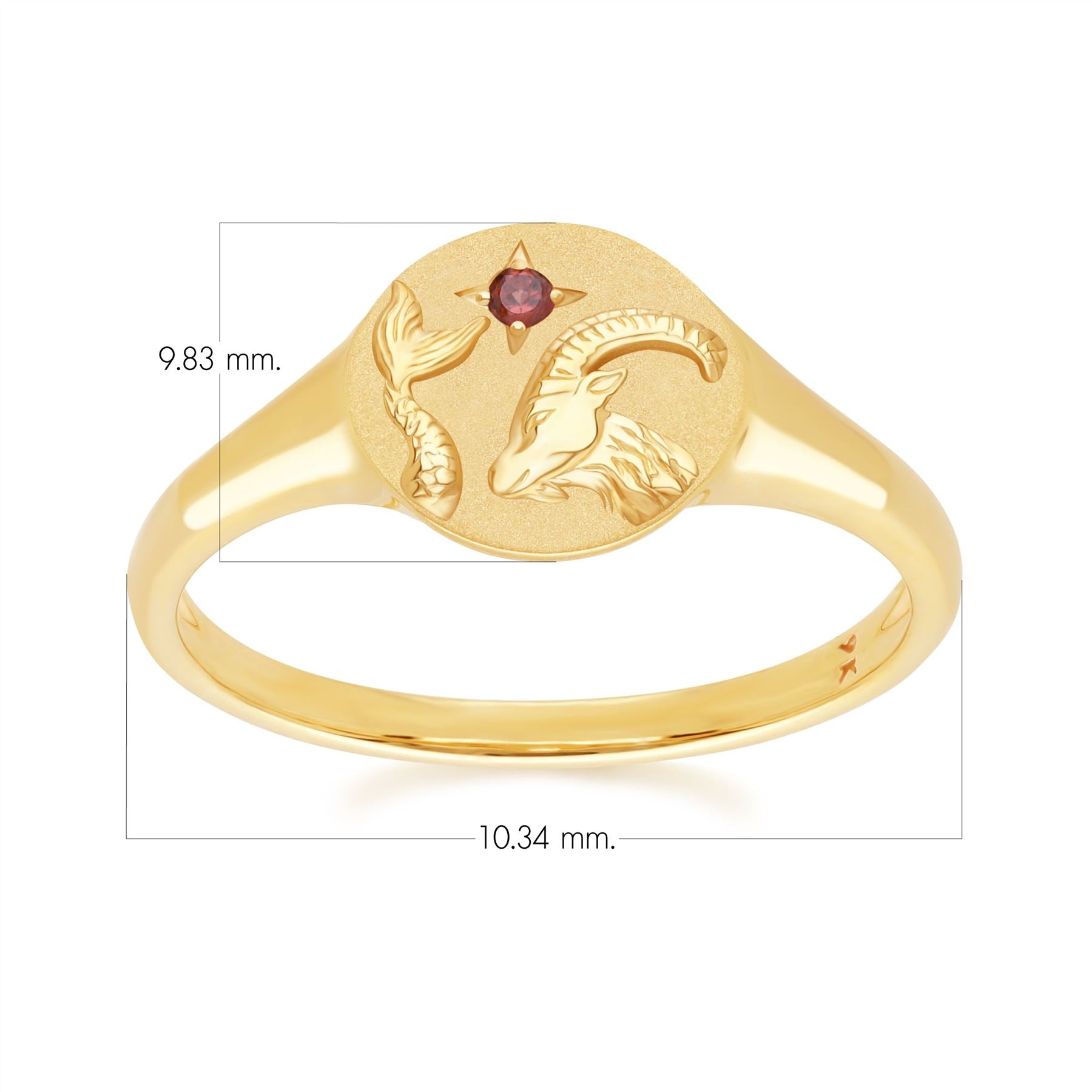"Zodiac Garnet Capricorn Signet Ring In 9ct Yellow GoldDimensions  135R2079019