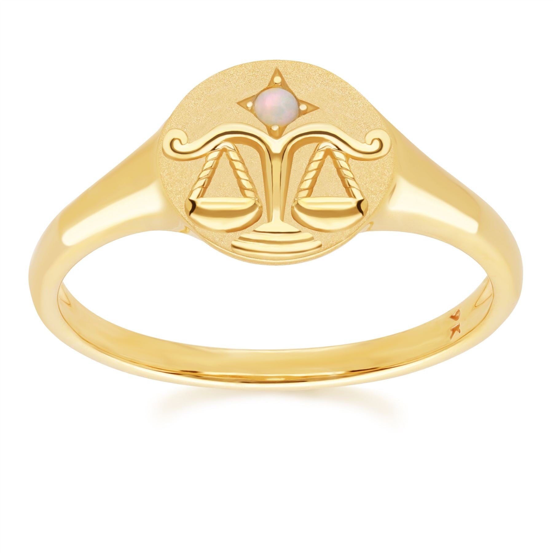 Zodiac Opal Libra Signet Ring In 9ct Yellow GoldFront  135R2087019