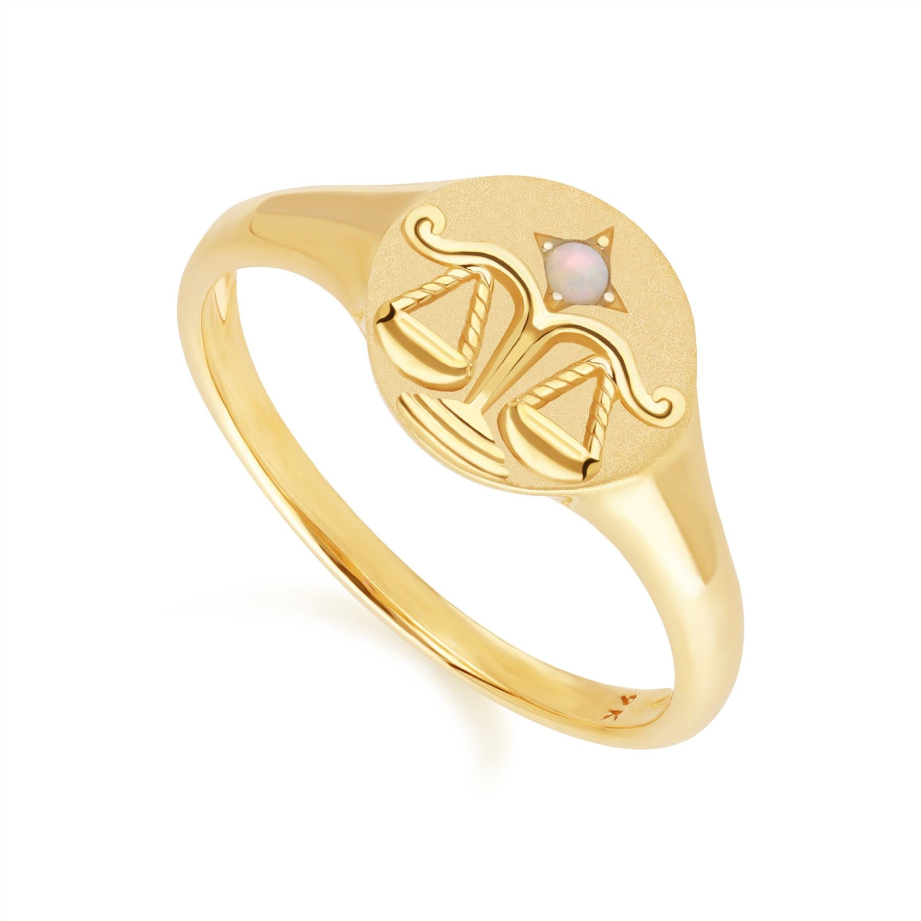 Zodiac Opal Libra Signet Ring In 9ct Yellow GoldSide  135R2087019