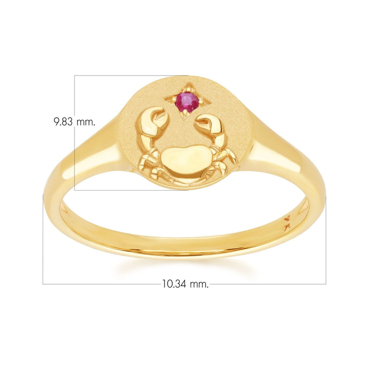 Zodiac Ruby Cancer Signet Ring In 9ct Yellow GoldDimensions  135R2085019