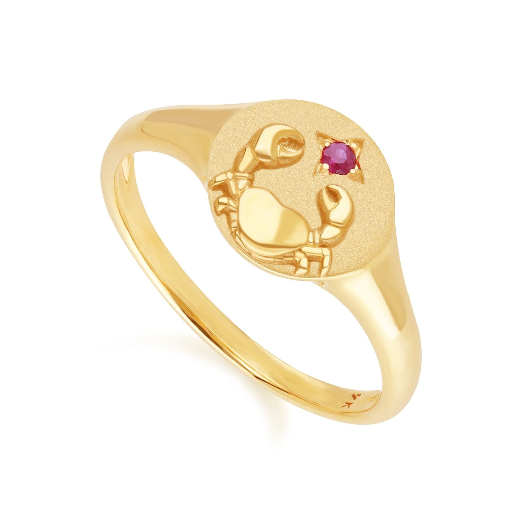 "Zodiac Ruby Cancer Signet Ring In 9ct Yellow GoldSide  135R2085019