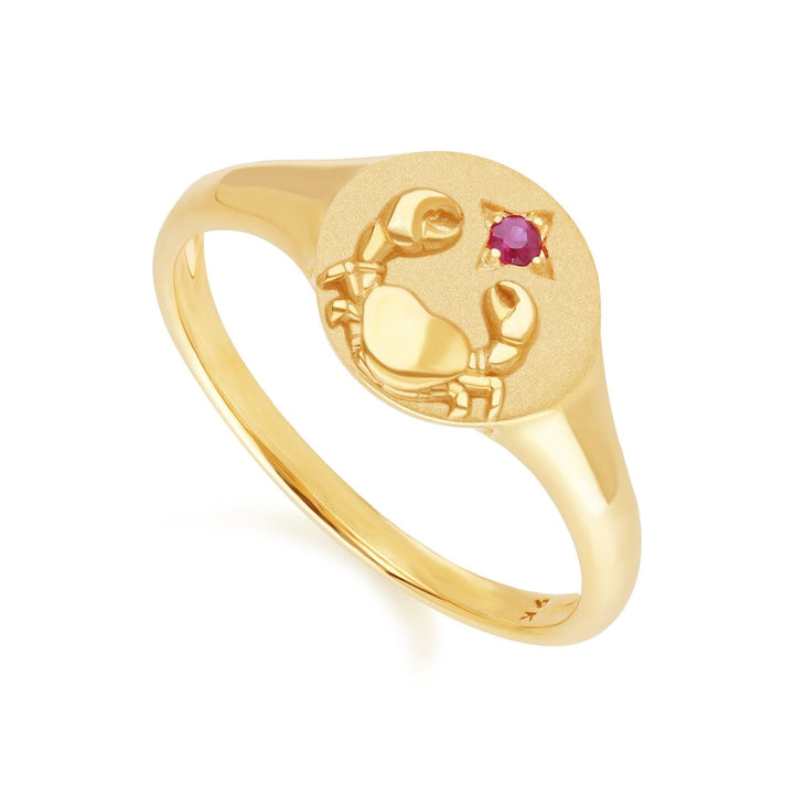 Zodiac Ruby Cancer Signet Ring In 9ct Yellow GoldSide  135R2085019