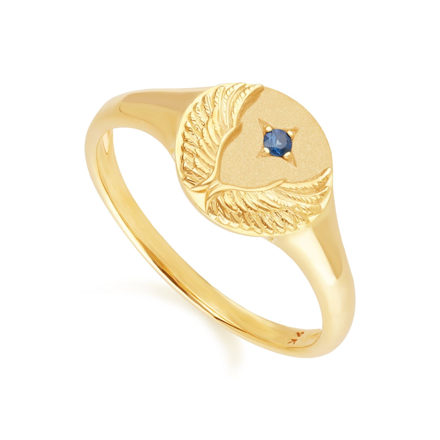 "Zodiac Sapphire Virgo Signet Ring In 9ct Yellow GoldSide  135R2086019"