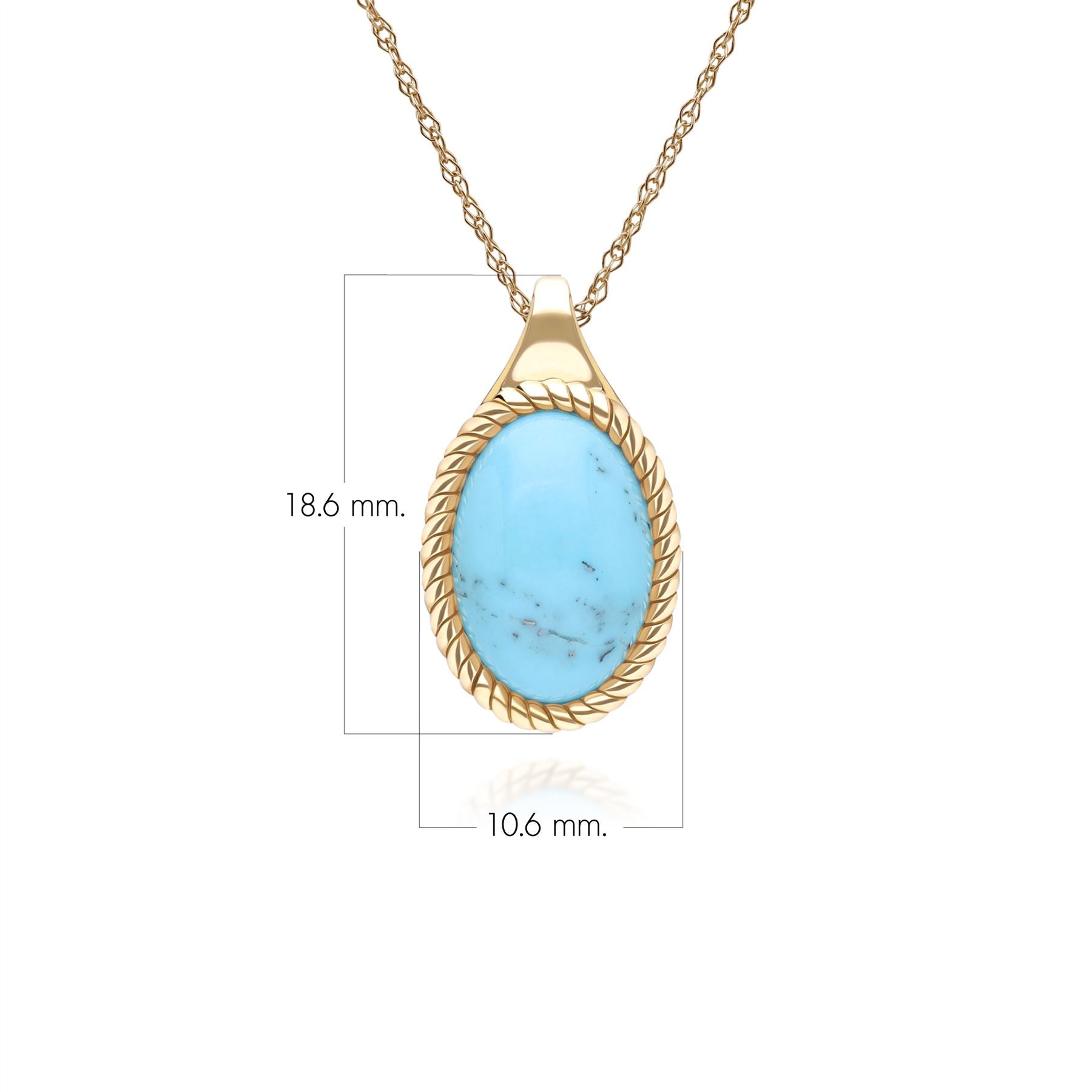 Classic Oval Turquoise Pendant Necklace in 9ct Yellow Gold