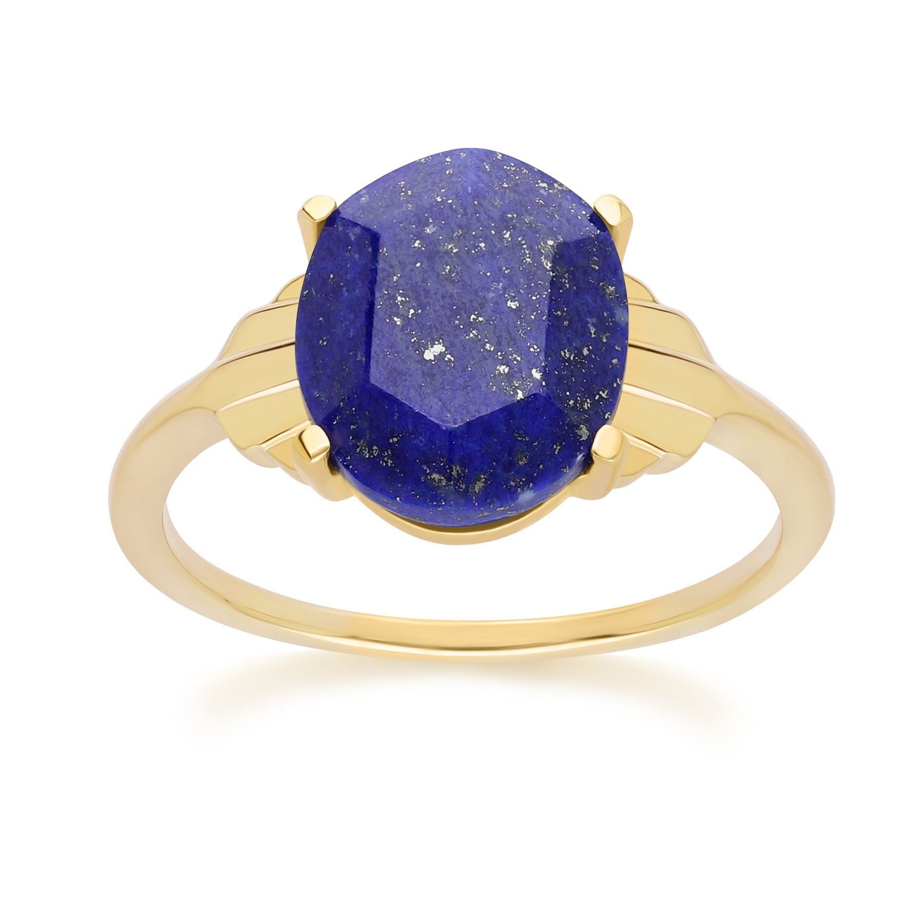 Grand Deco Oval Lapiz Lazuli Ring in Gold Vermeil