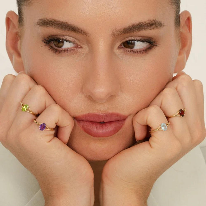 Classic Oval Garnet Ring in 9ct Yellow Gold