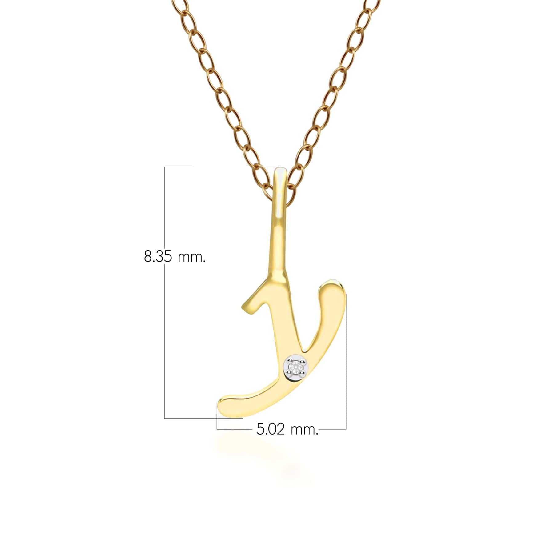 191P0795019 Alphabet Letter Y Diamond pendant in 9ct Yellow Gold Dimensions