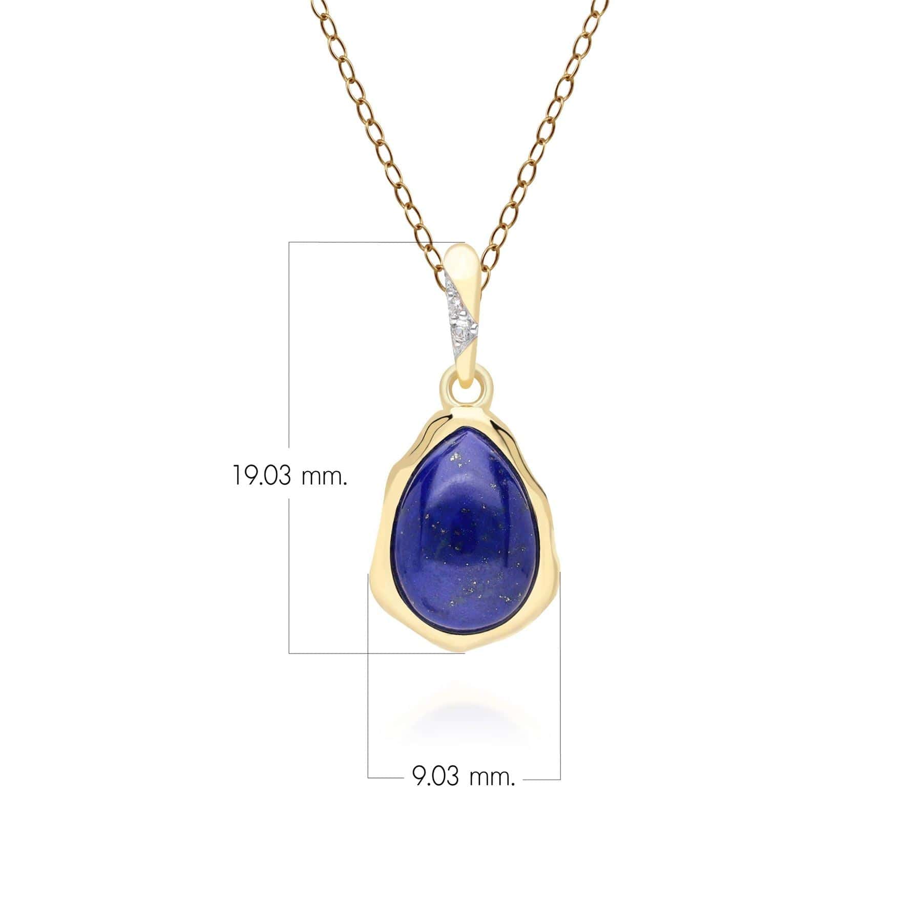 Irregular Lapis Lazuli & Topaz Pendant In 18ct Gold Plated SterlIng Silver