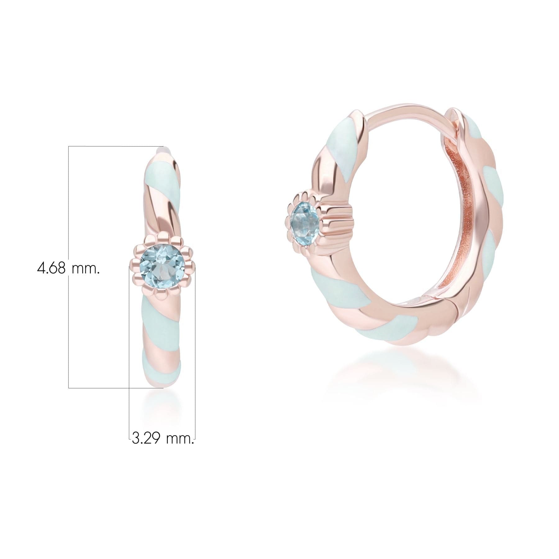 253E419201925 Siberian Waltz Blue Enamel & Round Swiss Blue Topaz Hoop Earrings In 18ct Rose Gold Plated Sterling Silver Dimensions