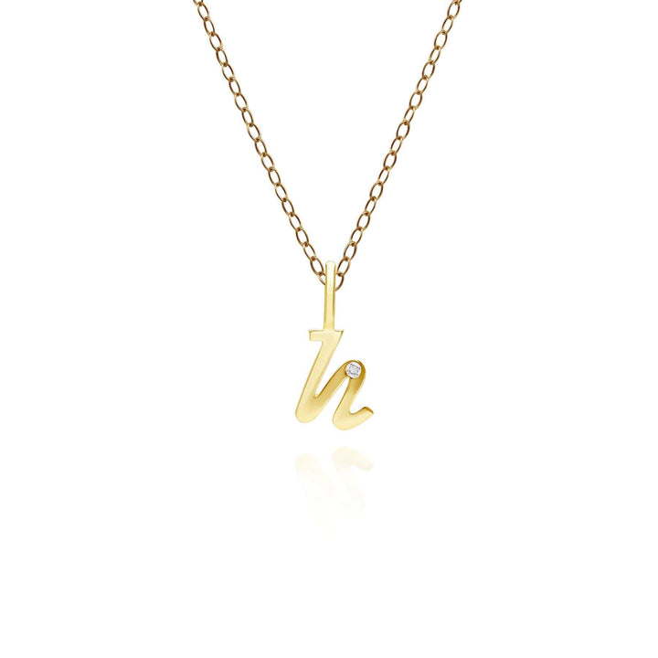 191P0779019 Alphabet Letter H Diamond pendant in 9ct Yellow Gold Front