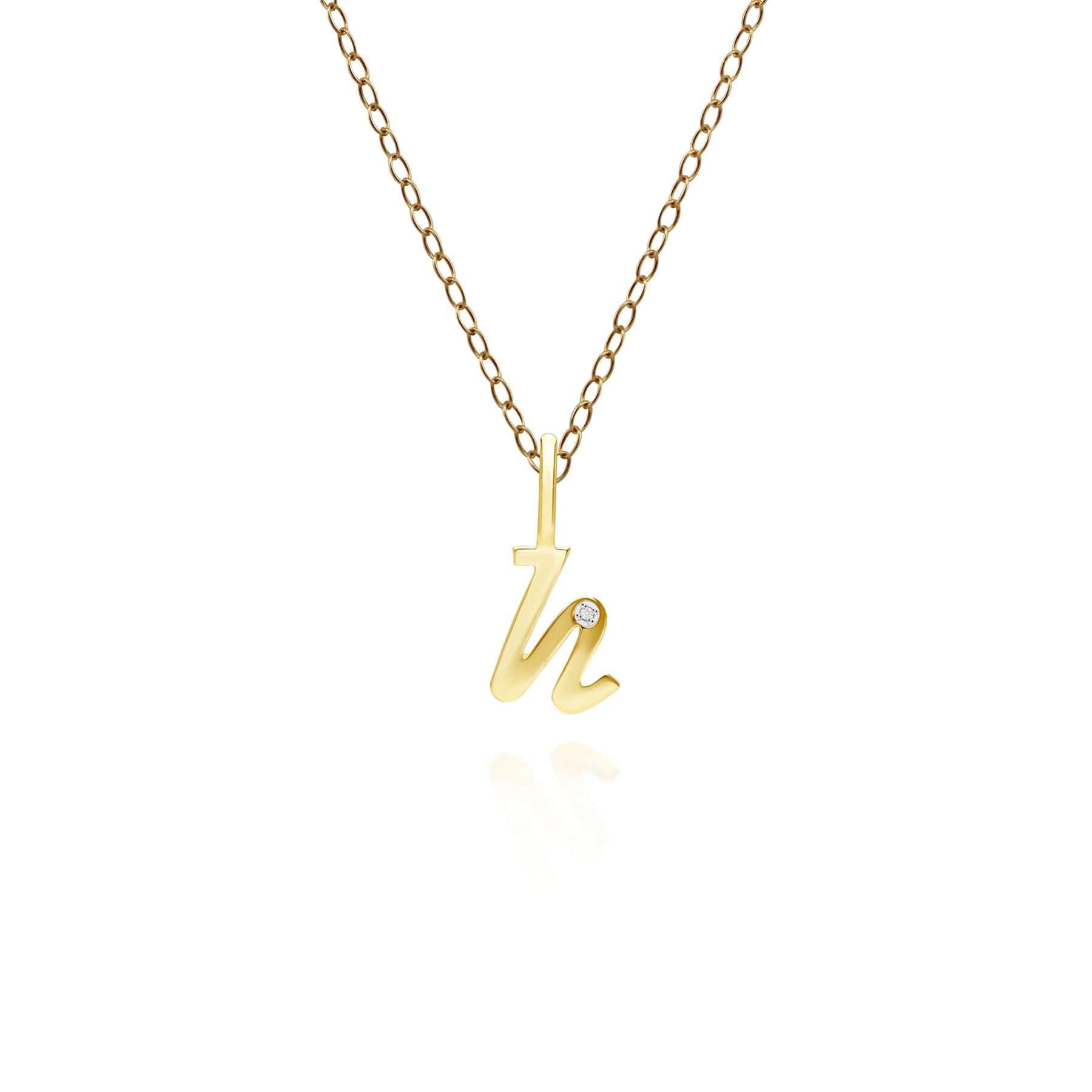 Alphabet Letter H Diamond pendant in 9ct Yellow Gold