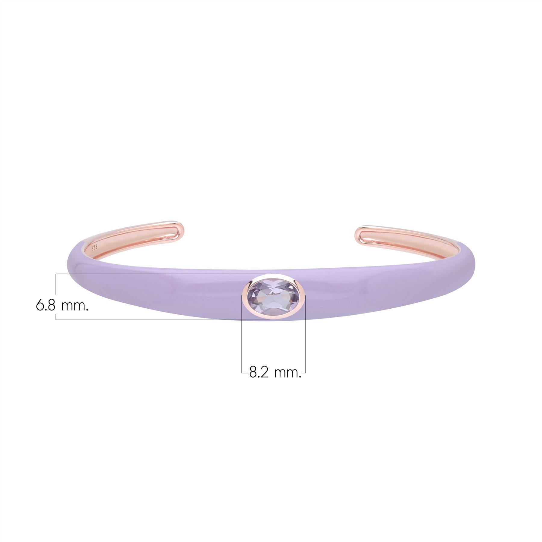 Siberian Waltz Violet Enamel & Octagon Amethyst Bangle In Rose Gold Vermeil