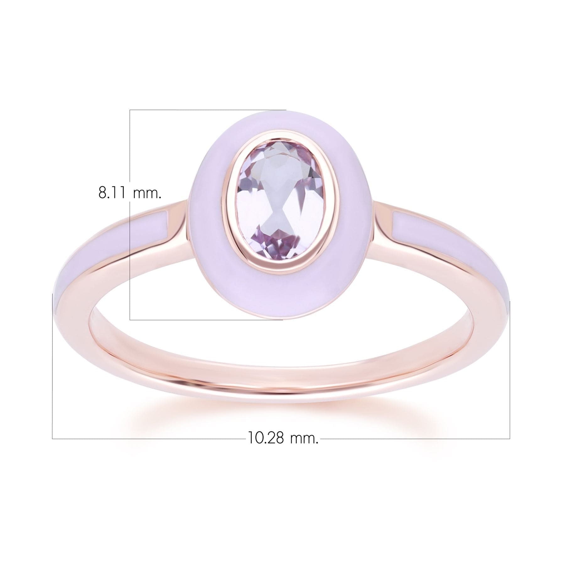 Siberian Waltz Violet Enamel & Pink Amethyst Ring In 18ct Rose Gold Plated Sterling Silver