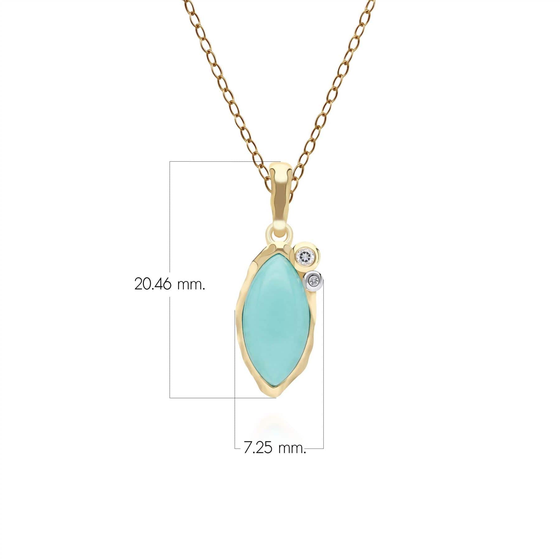 Irregular Marquise Turquoise & Topaz Pendant In 18ct Gold Plated SterlIng Silver