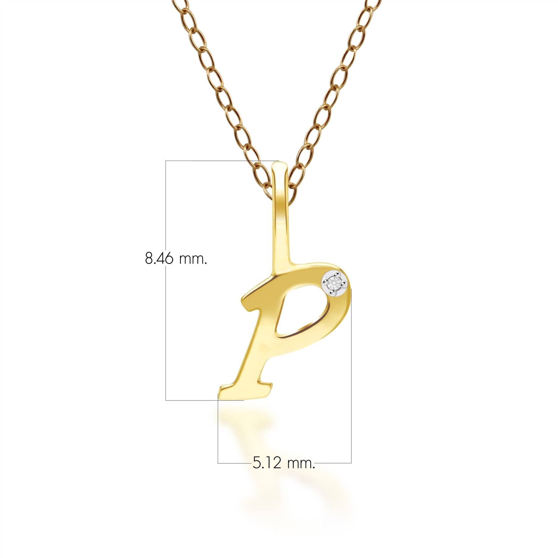 Alphabet Letter P Diamond pendant in 9ct Yellow Gold