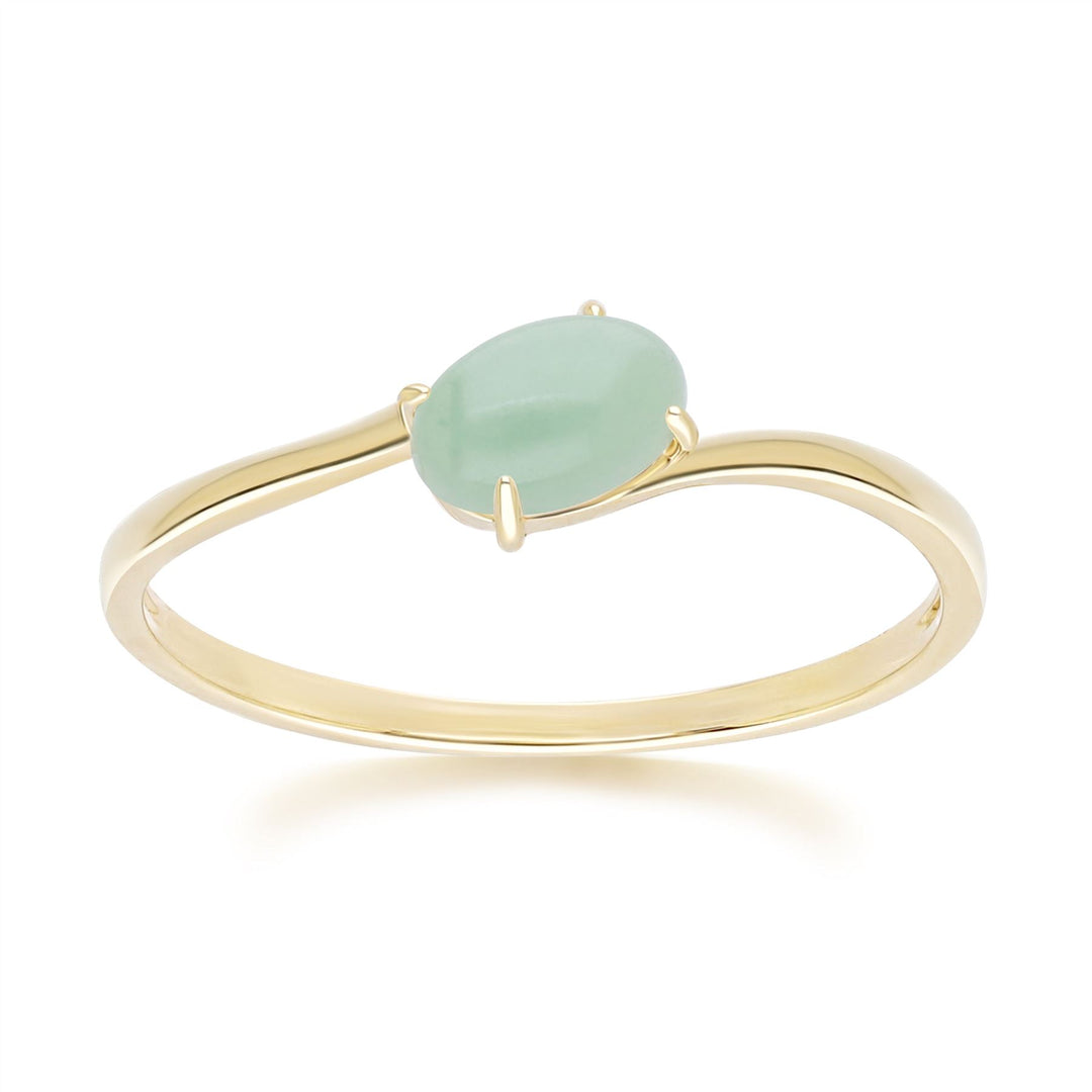 Classic Oval Jade Ring in 9ct Yellow Gold
