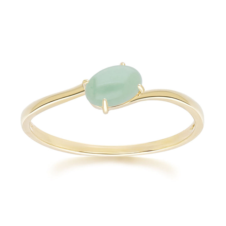 Classic Oval Jade Ring in 9ct Yellow Gold