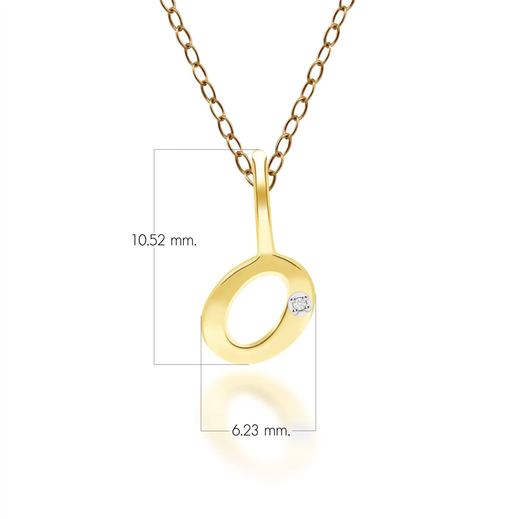 191P0786019 Alphabet Letter O Diamond pendant in 9ct Yellow Gold Dimensions