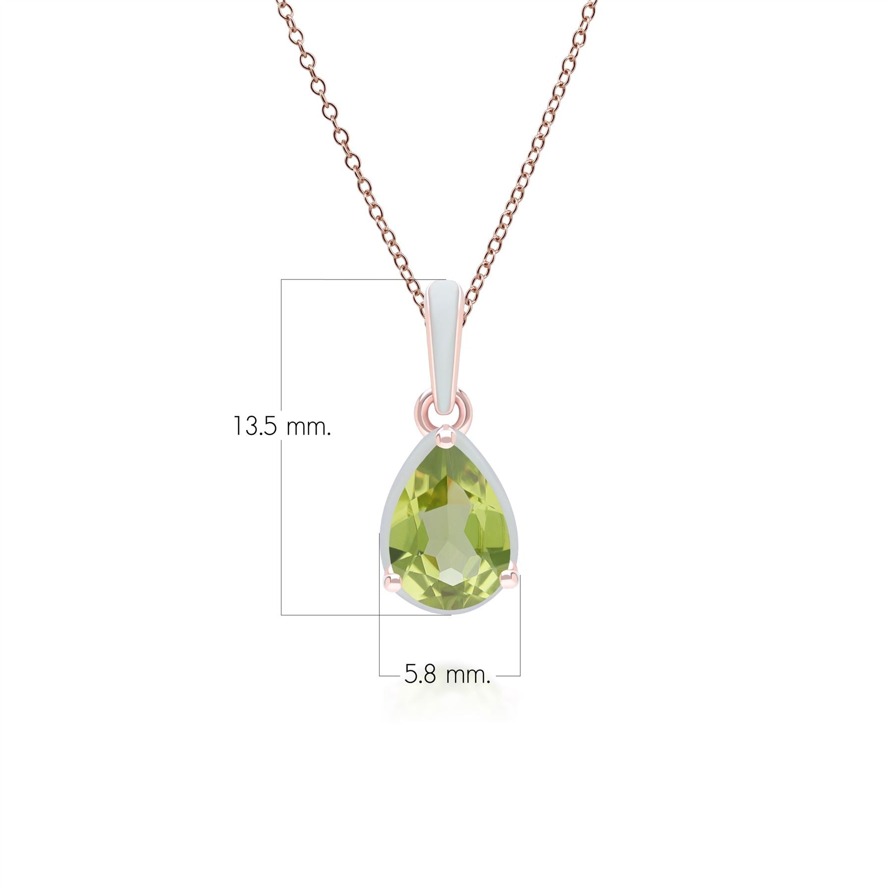Siberian Waltz Green Enamel & Pear Peridot Pendant Necklace In Rose Gold Vermeil