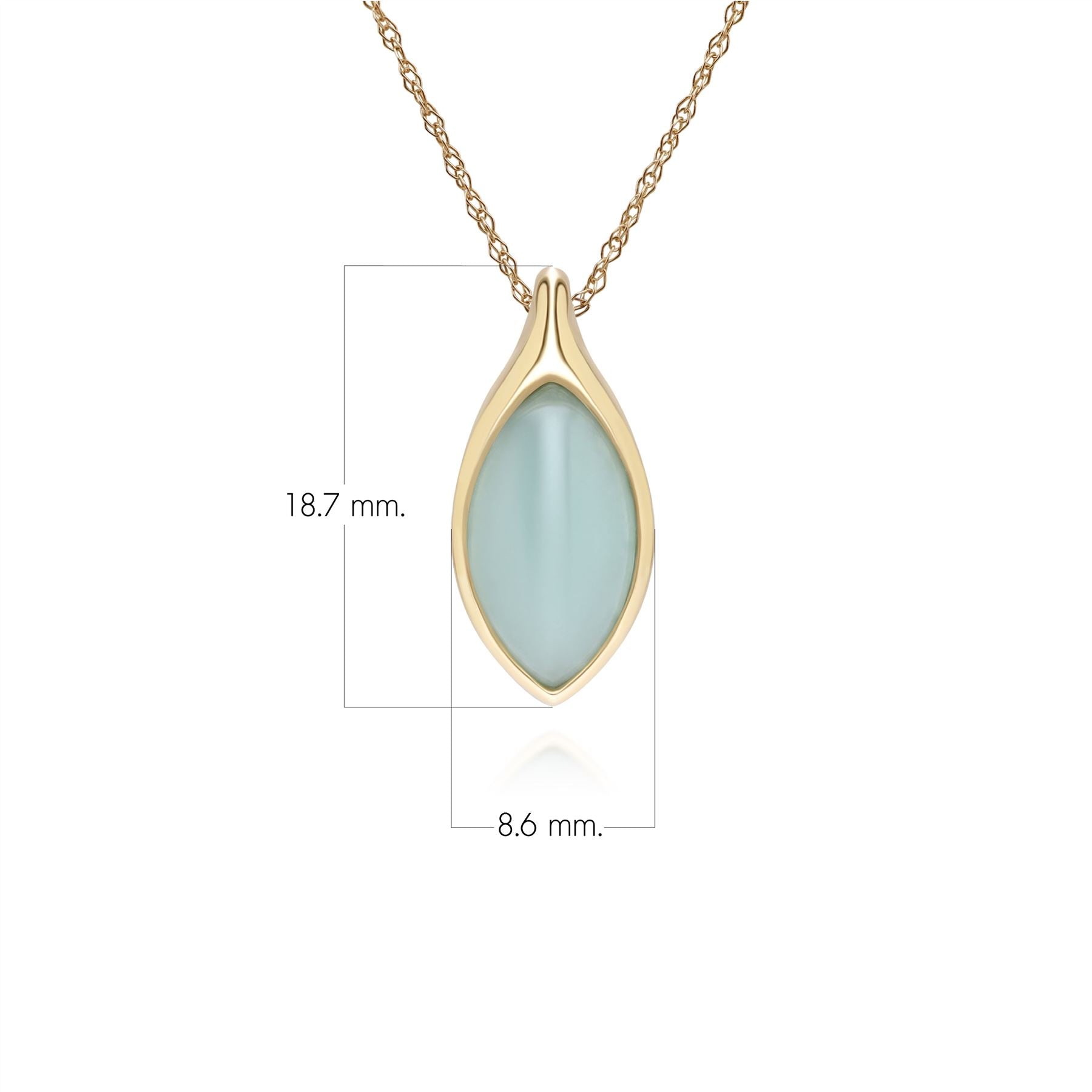 Classic Marquise Green Jadeite Pendant Necklace in 9ct Yellow Gold