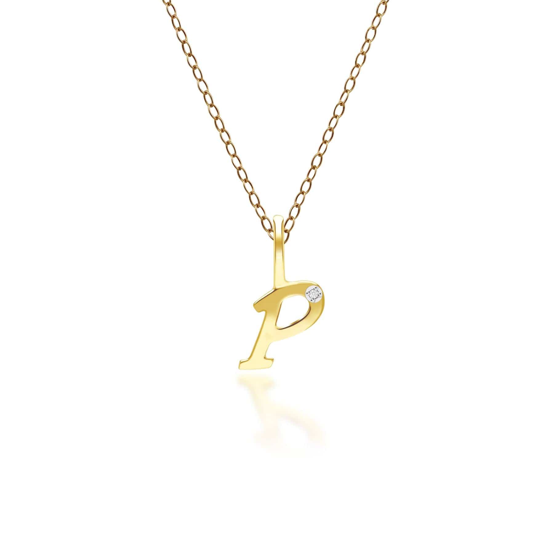 Alphabet Letter P Diamond pendant in 9ct Yellow Gold