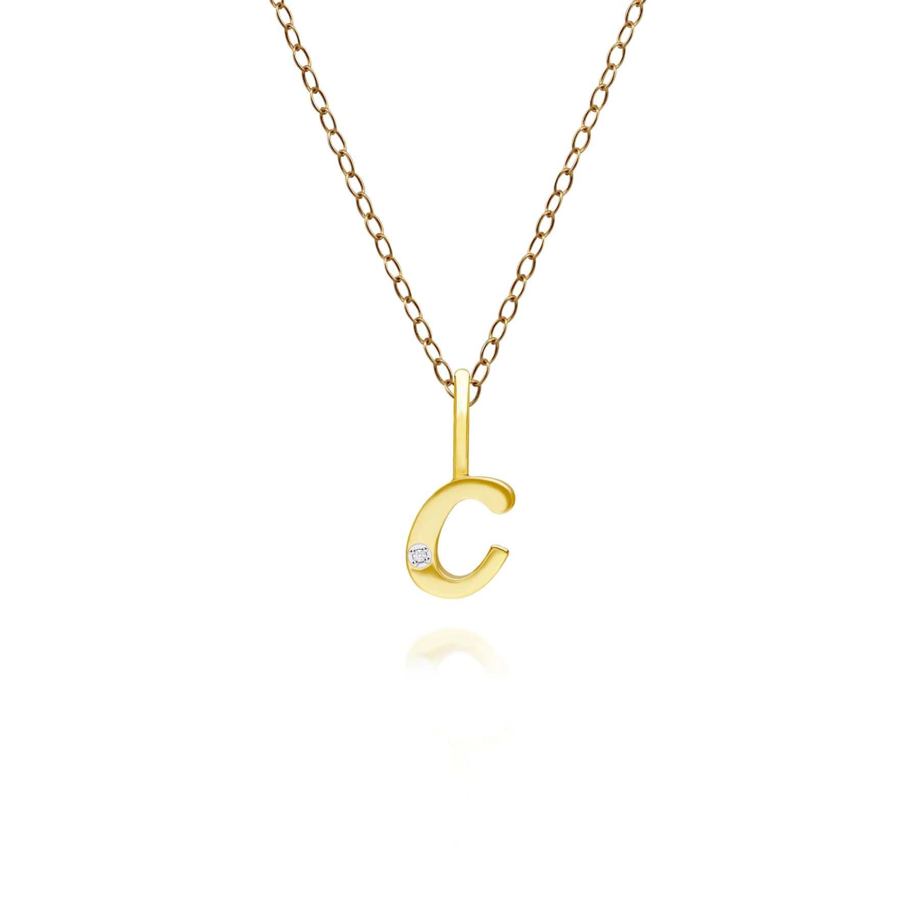 191P0774019 Alphabet Letter C Diamond pendant in 9ct Yellow Gold Front