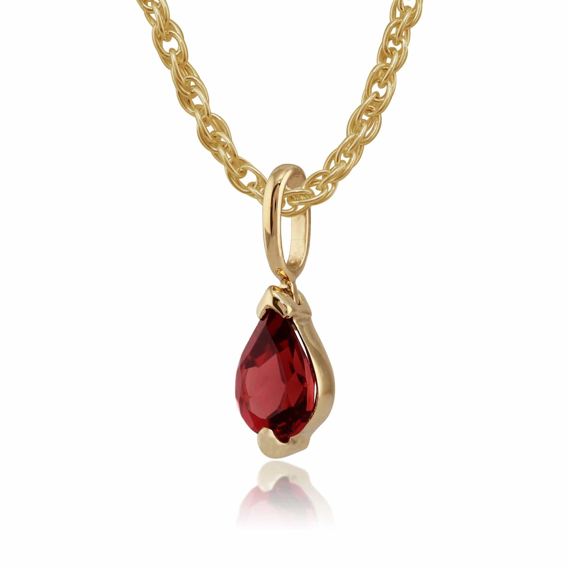 22446-22545 Classic Pear Garnet Single Stone Stud Earrings & Pendant Set in 9ct Yellow Gold 5