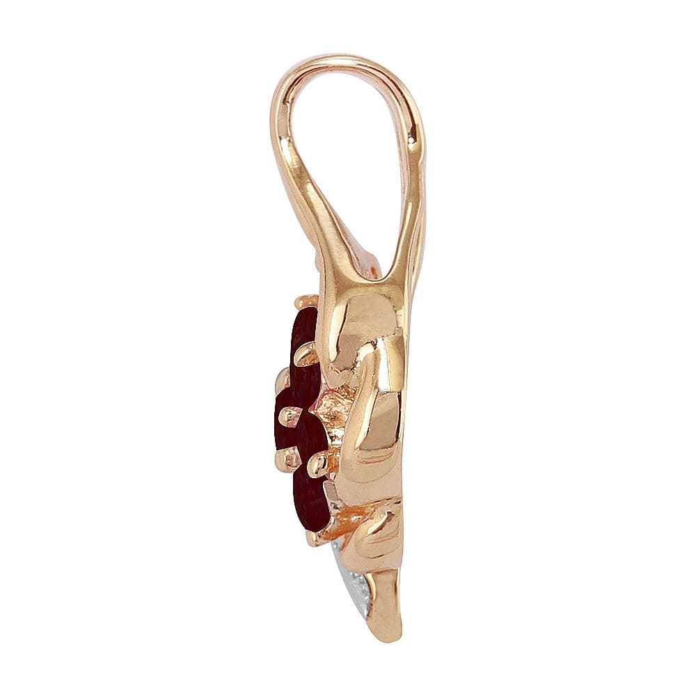 Floral Ruby & Diamond Cluster Pendant on Chain Image 3
