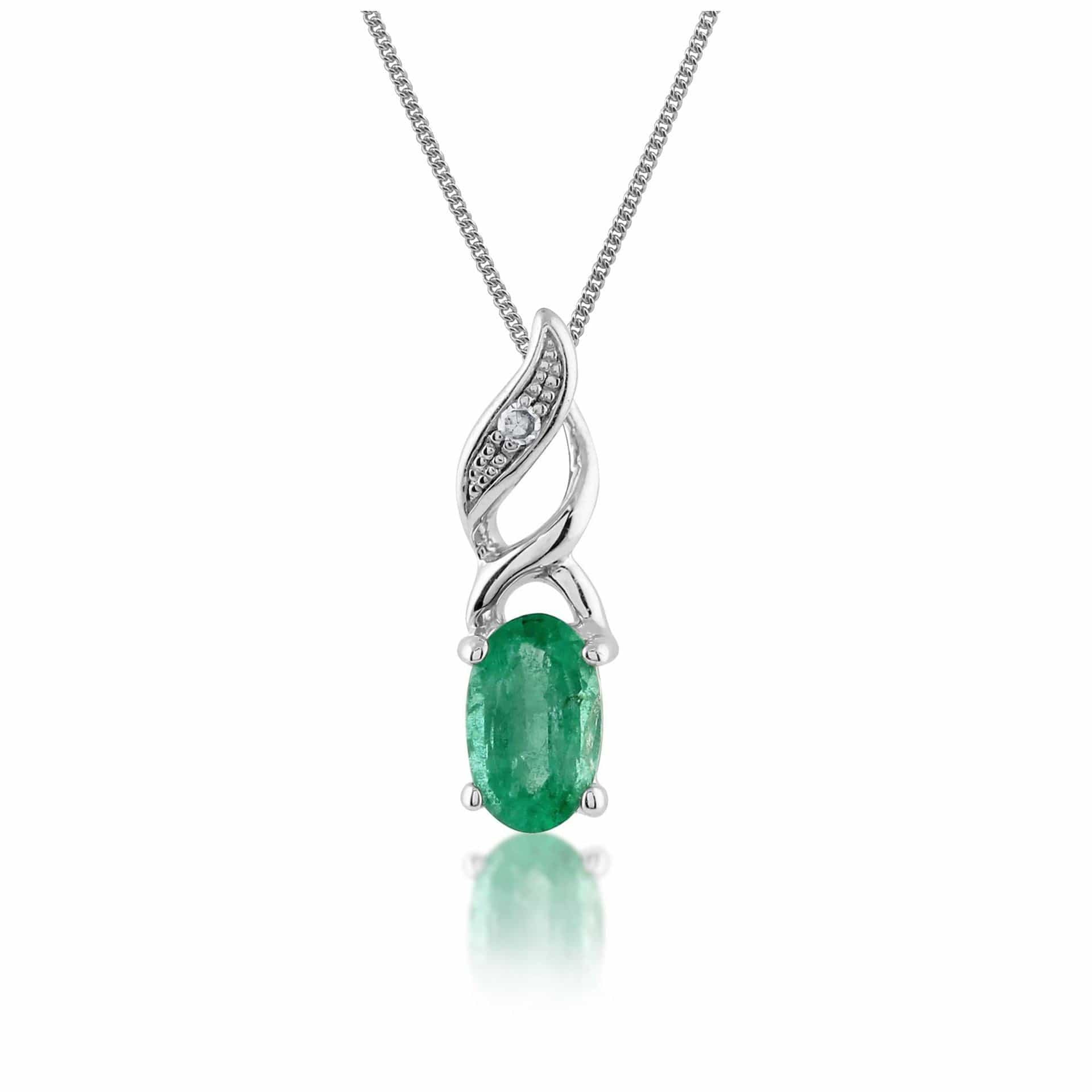 Classic Emerald & Diamond Pendant on Chain Image 1