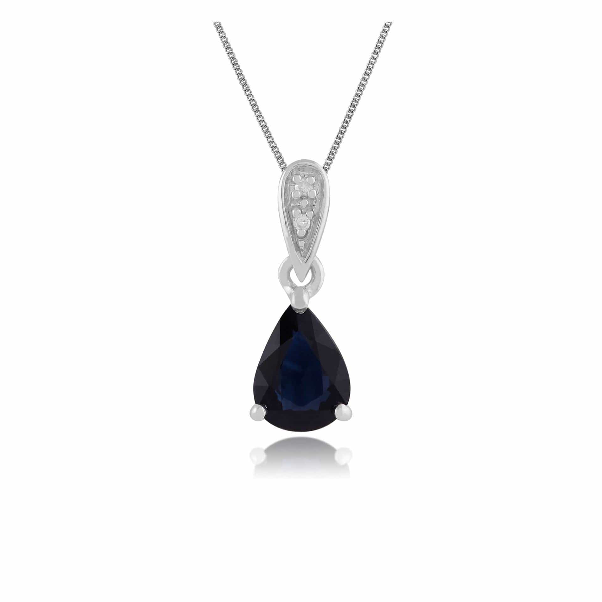 Classic Sapphire & Diamond Pendant on Chain Image 1