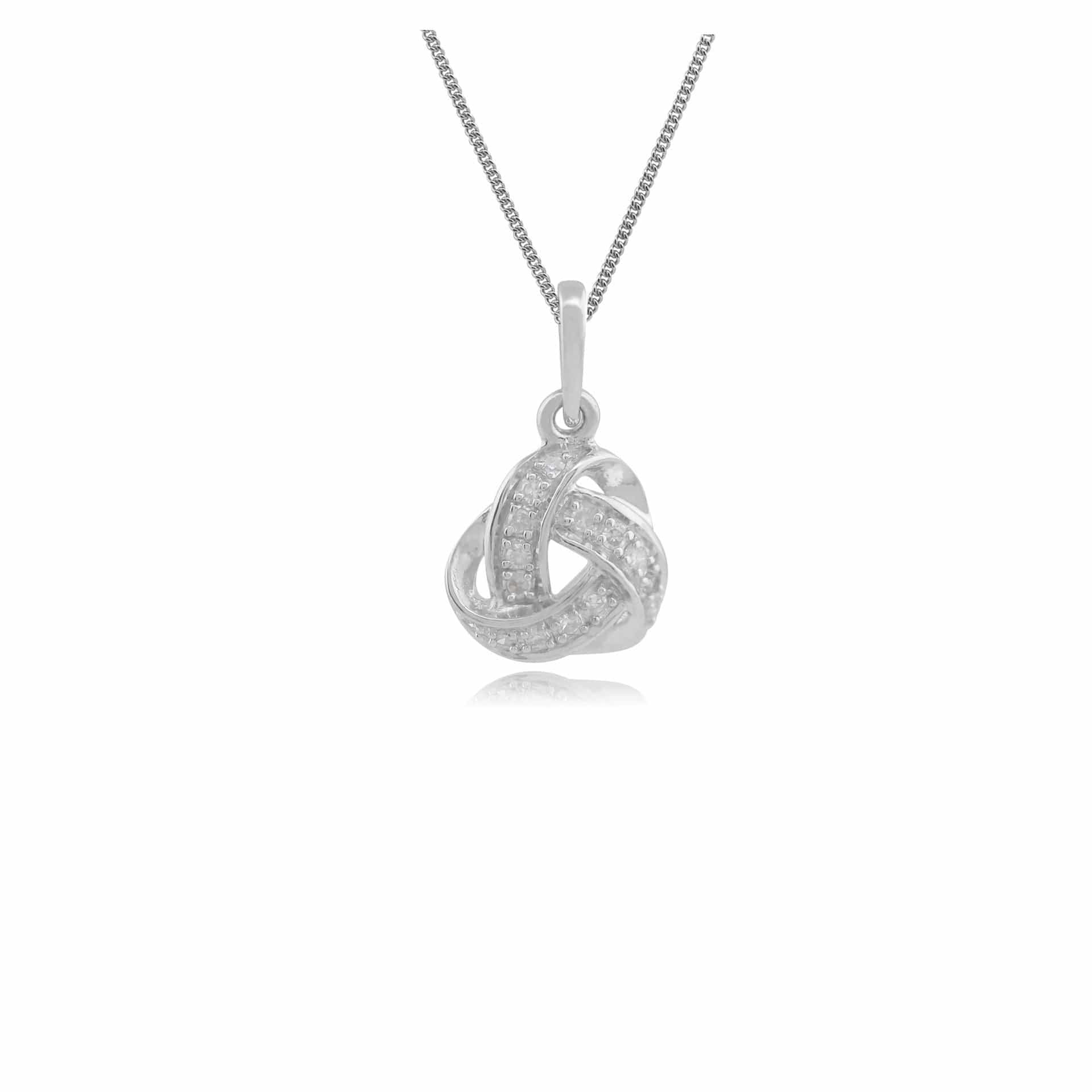 117P0077019 Classic Round Diamond Love Knot Pendant in 9ct White Gold 1