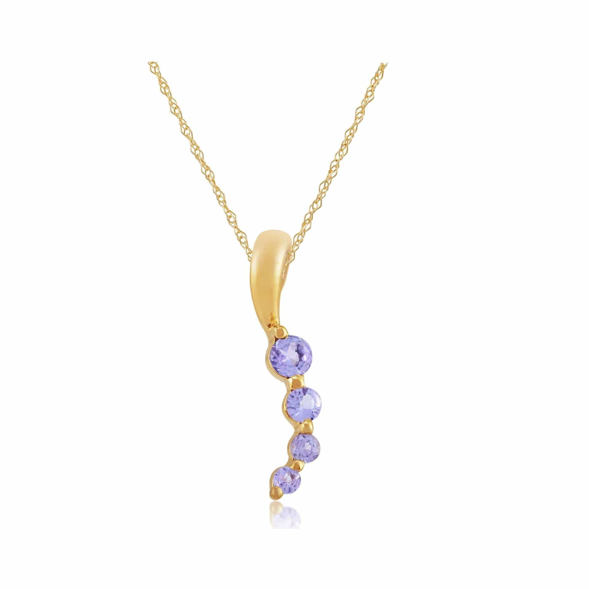 27041 Modern Round Tanzanite Pendant in 9ct Yellow Gold 1