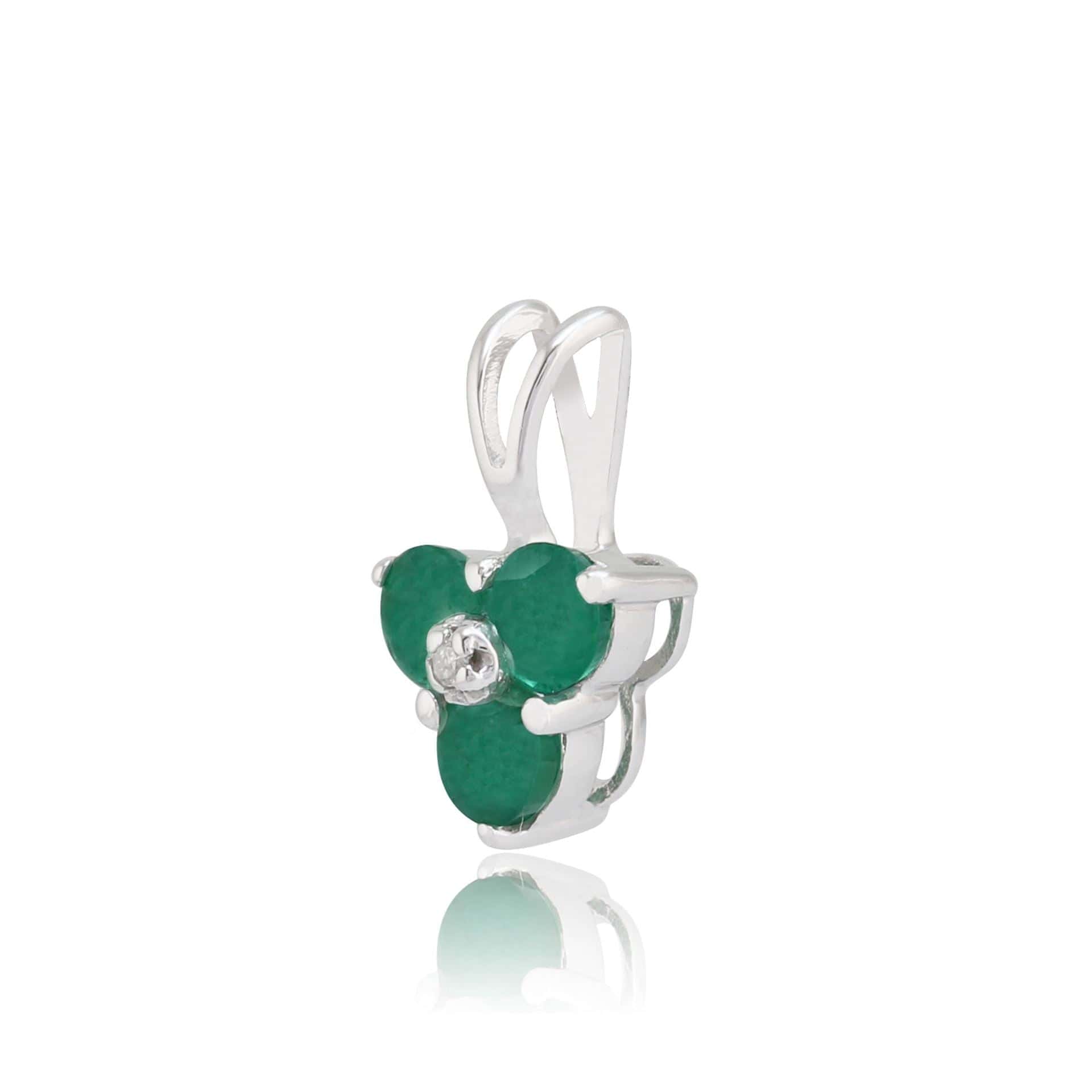 Floral Emerald & Diamond Stud Earrings & Pendant Set Image 6