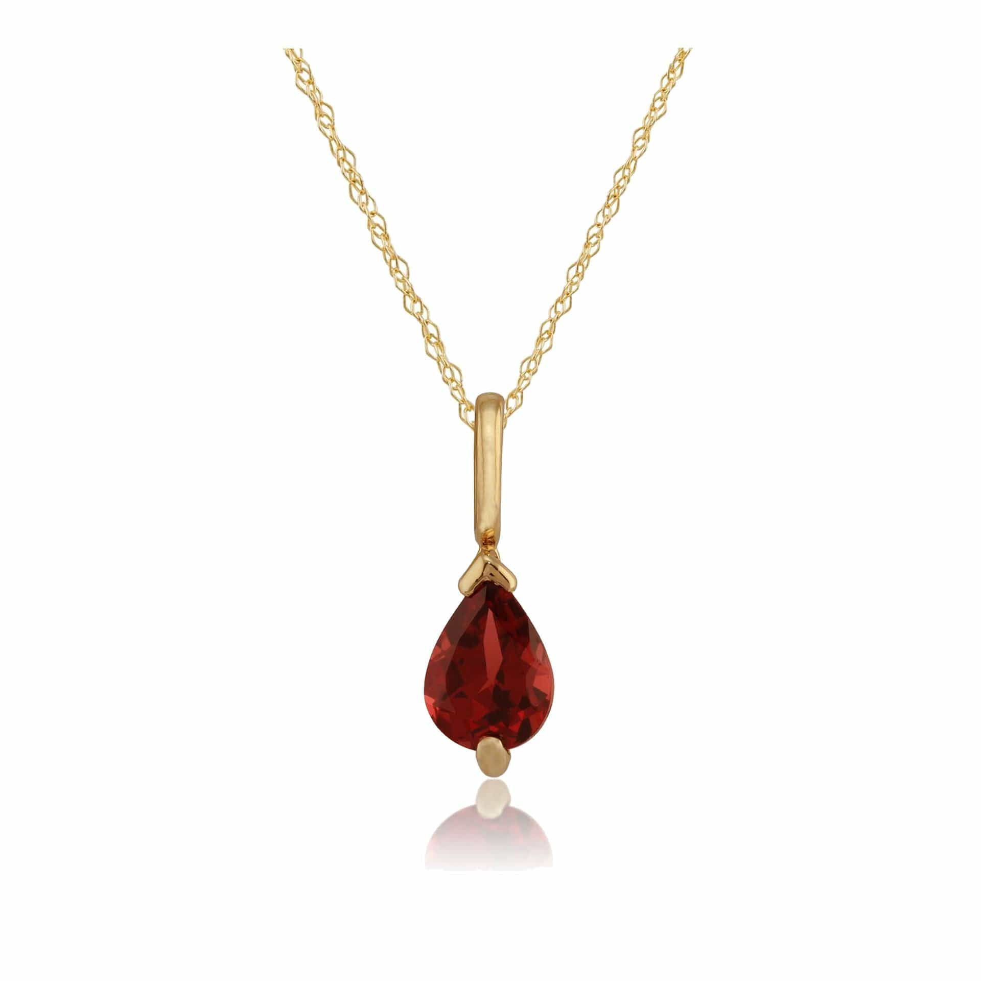 22446-22545 Classic Pear Garnet Single Stone Stud Earrings & Pendant Set in 9ct Yellow Gold 4